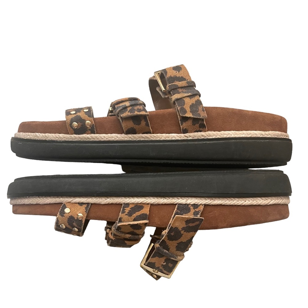 Vince Camuto Womens Ciandra Three Strap Slide Sandal Summer Natural Leopard 8M - Picture 8 of 9
